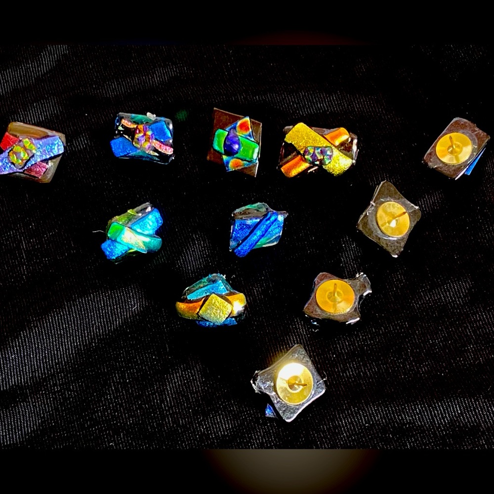 Push Pins Dichroic Glass Bulletin or other Cork or pin penetrable surface NEW!